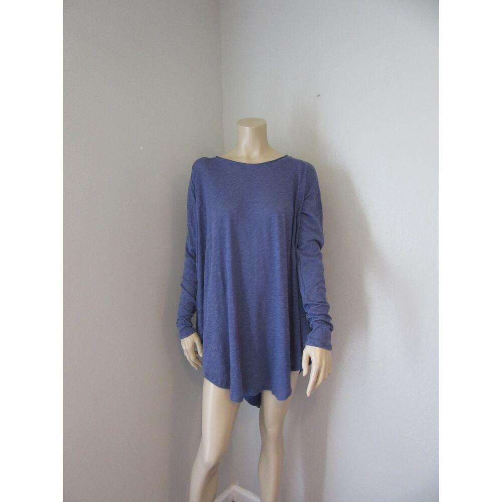 WE THE FREE Blue Pullover Asymmetrical M Relaxed Long Sleeve Top